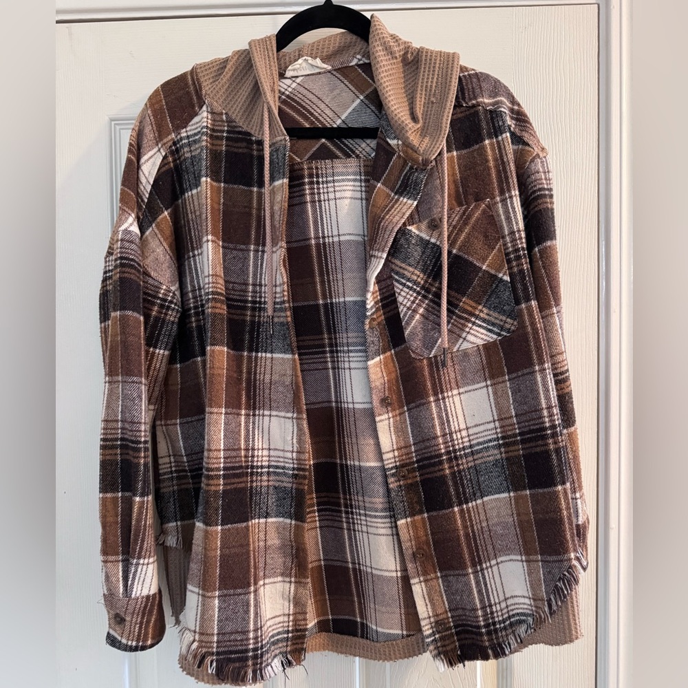 Plaid Flannel shirt with Hood